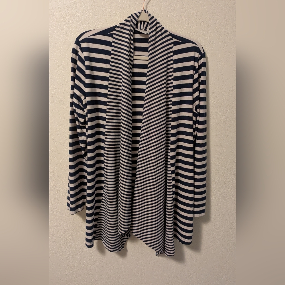 Chico's Weekends Striped Navy and White Women's Sweater - Picture 1 of 4